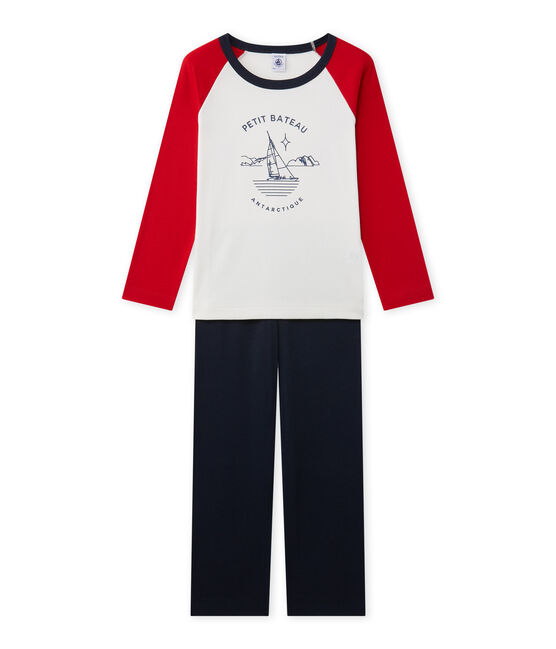 Pijama estampado para niño azul SMOKING/blanco LAIT/ FROUFROU