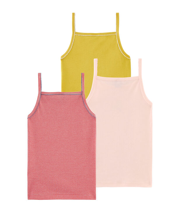 Tr&iacute;o de camisas de tirantes para ni&ntilde;a multicolor