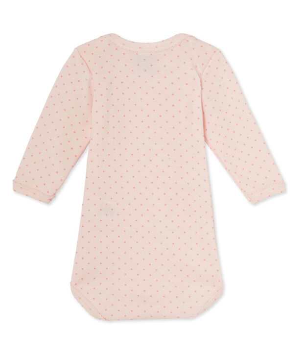 Body de manga larga de lana y algod&oacute;n para beb&eacute; ni&ntilde;a rosa/rosa