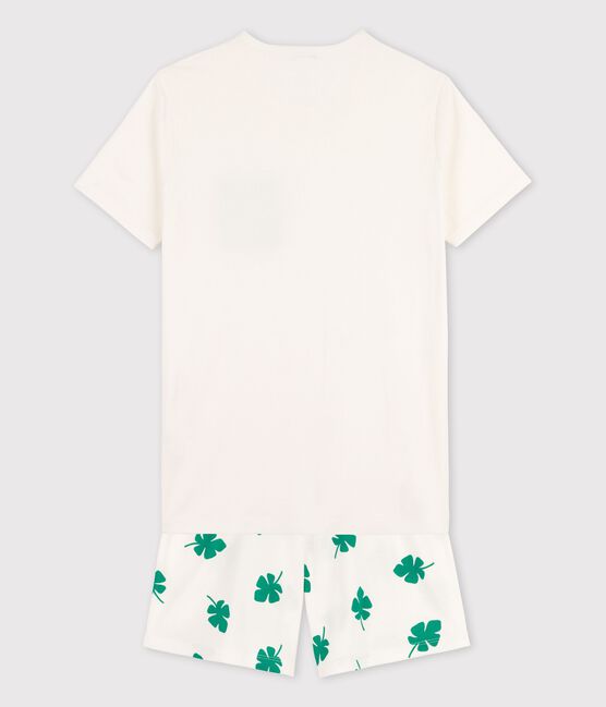 Pijama corto de algodón orgánico de chico blanco MARSHMALLOW/blanco MULTICO