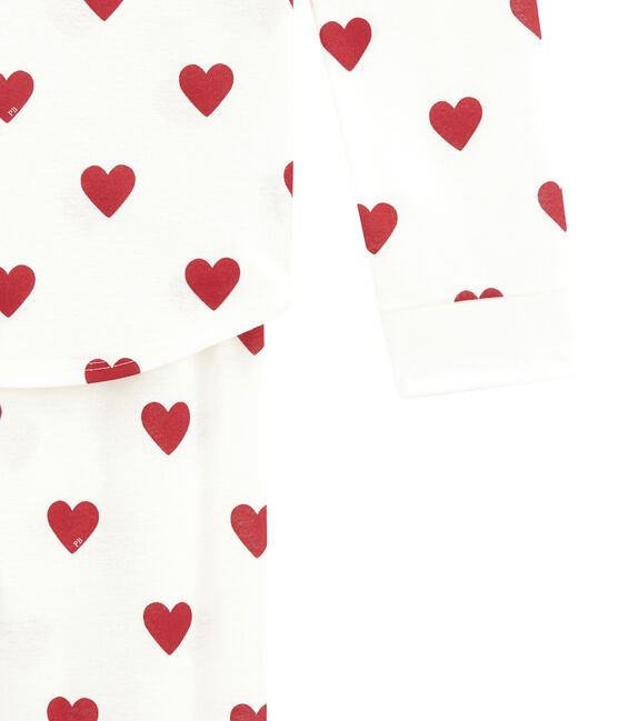 Pijama de punto para chica blanco MARSHMALLOW/rojo TERKUIT
