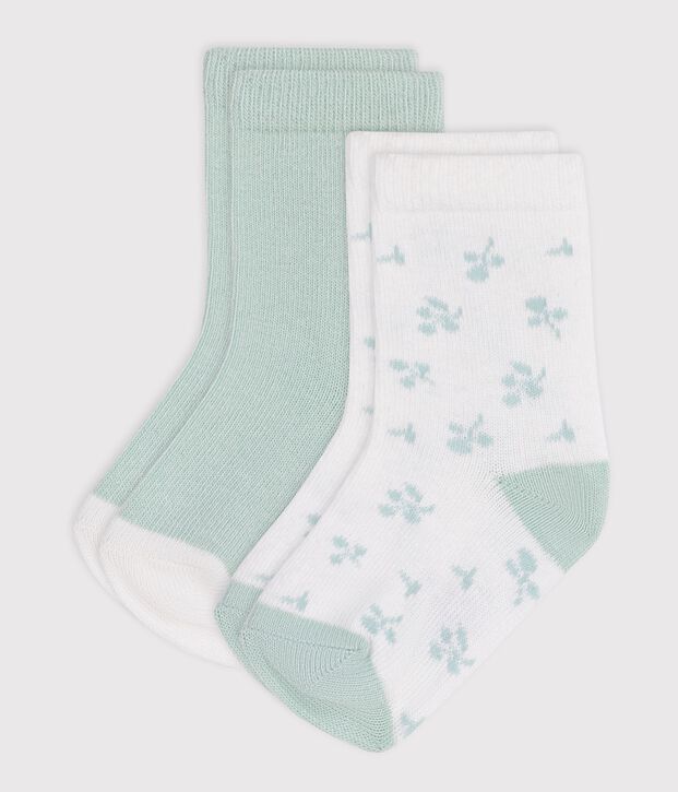 2 pares de calcetines de algod&oacute;n con estampado de flores para beb&eacute; multicolor