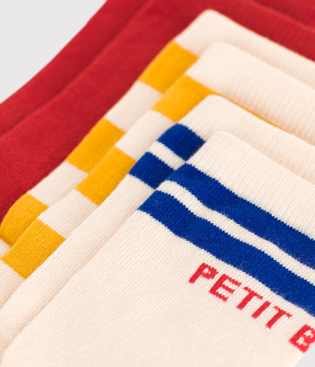 3 pares de calcetines infantiles de algod&oacute;n a rayas multicolor