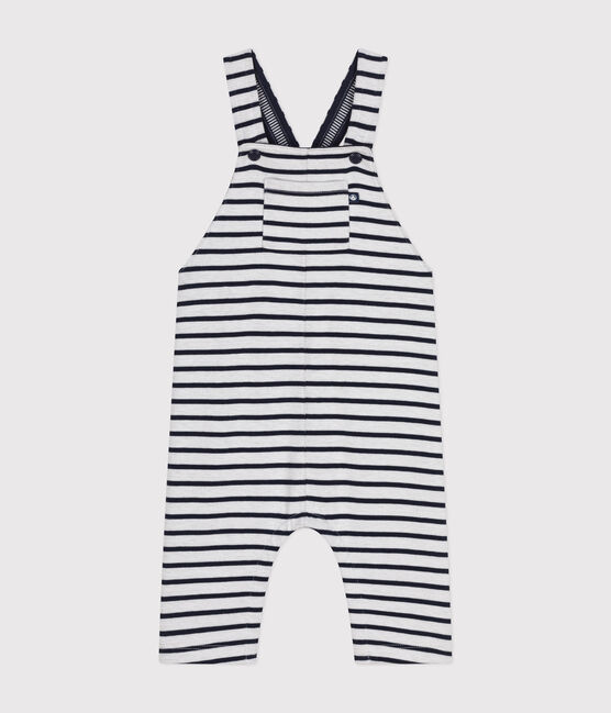 Peto largo de doble jersey a rayas para bebé blanco MARSHMALLOW/azul SMOKING