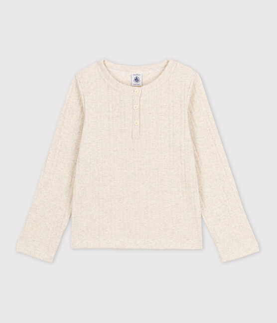 Camiseta de algodón de niña beige MONTELIMAR CHINE