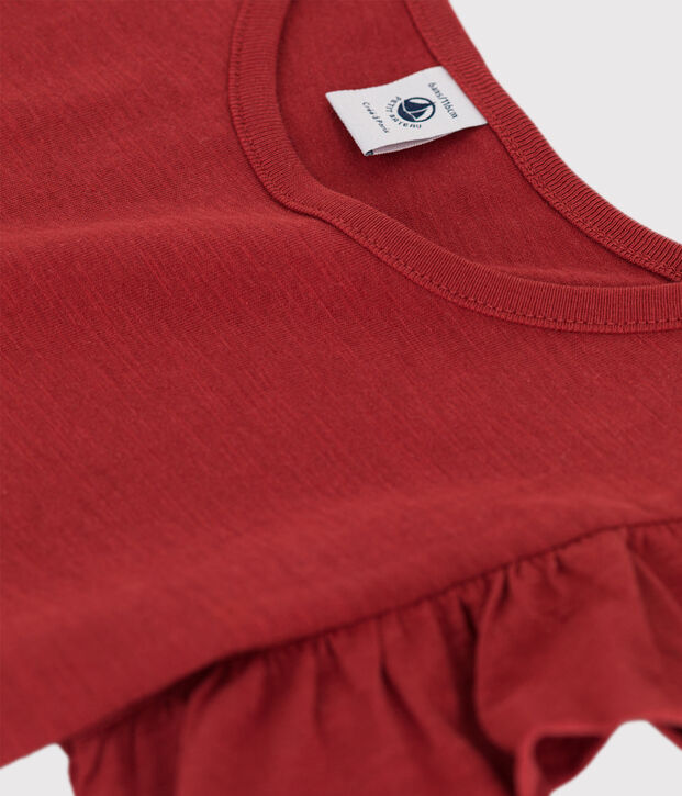 Camiseta de manga corta de algod&oacute;n de ni&ntilde;a marron