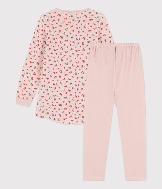 Camisón y leggings de terciopelo y algodón con flor para niña rosa SALINE/blanco MULTICO