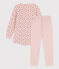 Camisón y leggings de terciopelo y algodón con flor para niña rosa SALINE/blanco MULTICO