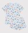 Pijama corto infantil de algod&oacute;n con estampado fosforescente azul/multicolor