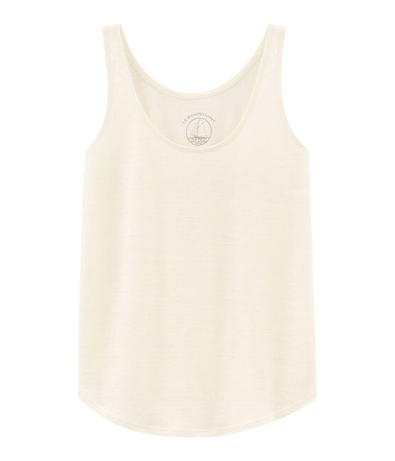 Camiseta de tirantes de lino para mujer blanco MARSHMALLOW