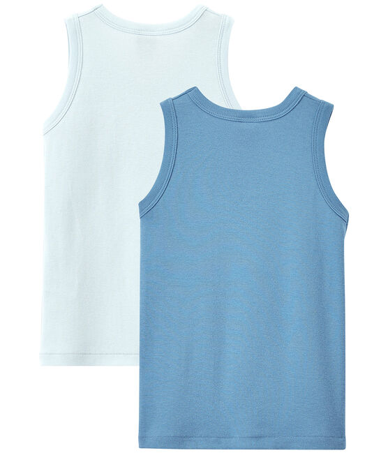 Lote de 2 camisetas sin mangas lisas para niño blanco LOT