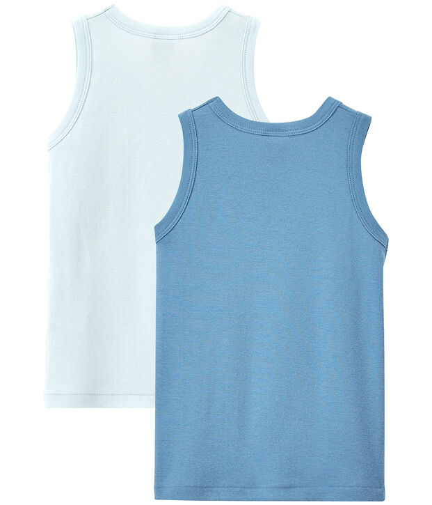 Lote de 2 camisetas sin mangas lisas para ni&ntilde;o blanco