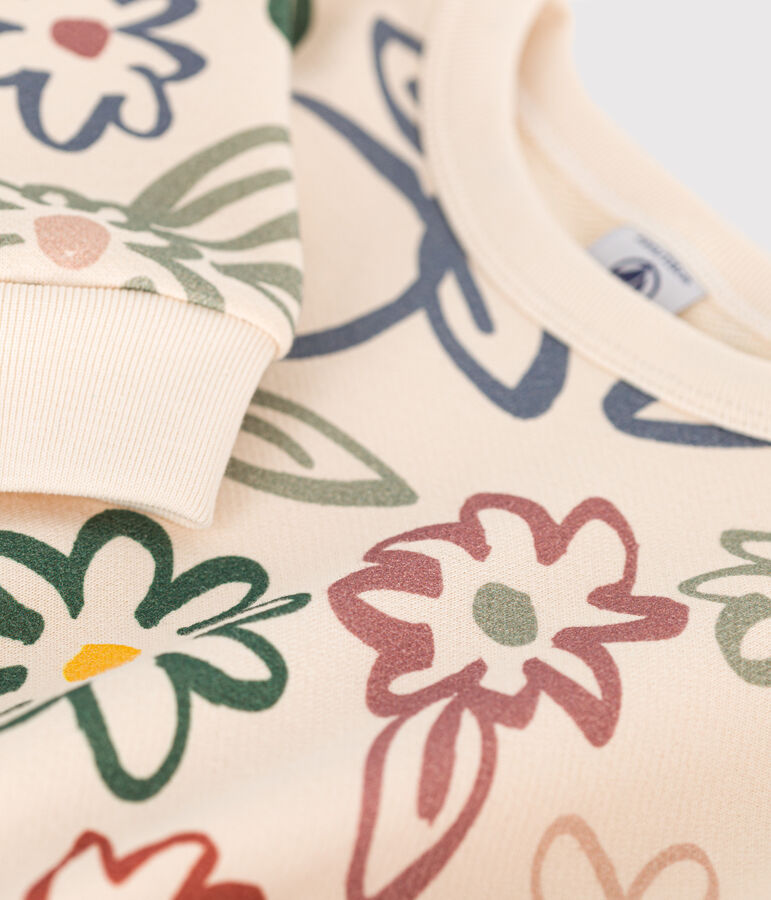 Vestido de manga larga de felpa para ni&ntilde;a crudo/multicolor