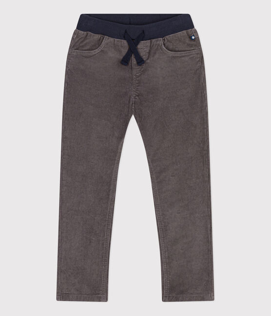 Pantalón recto de terciopelo medio de niña / niño gris BONGRIS