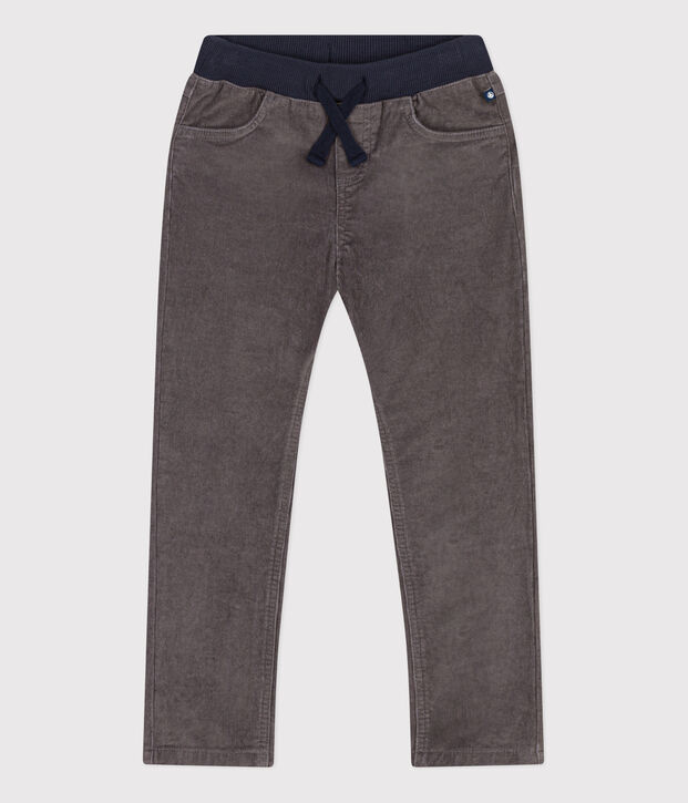 Pantal&oacute;n recto de terciopelo medio de ni&ntilde;a / ni&ntilde;o gris