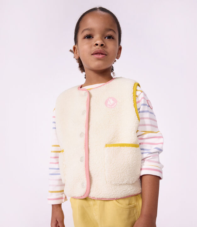 Chaleco infantil liso de borreguito MILK
