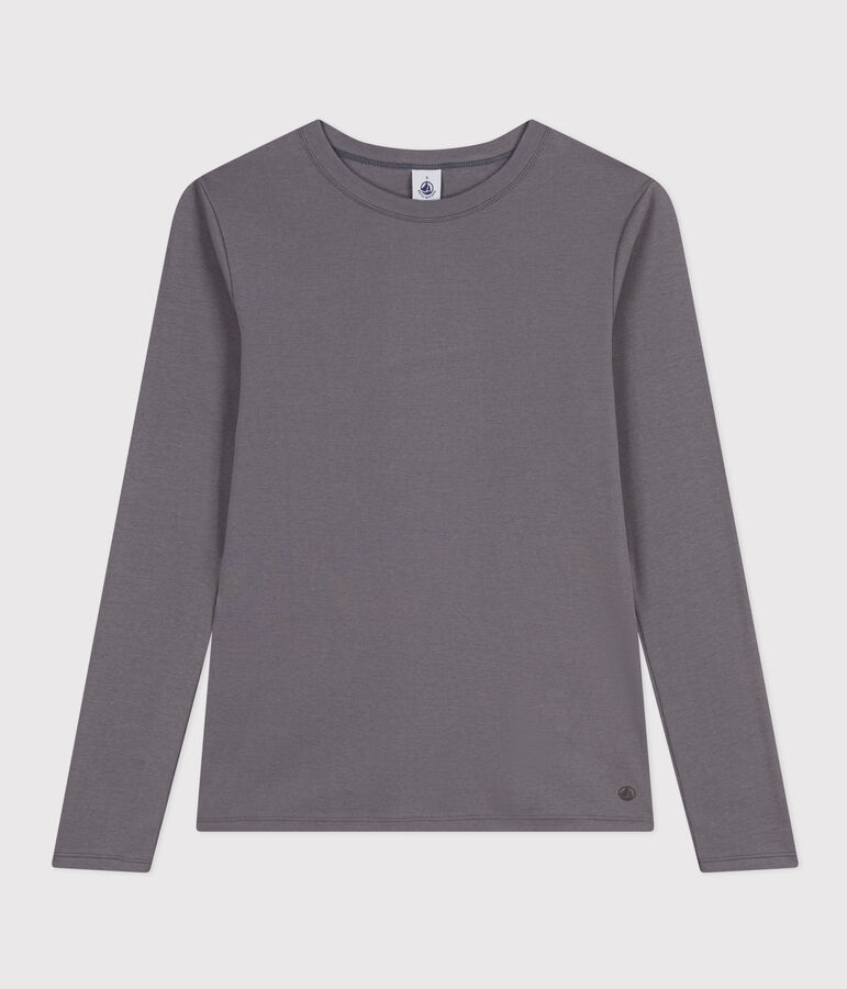 Camiseta L'ICONIQUE de algod&oacute;n con cuello redondo para mujer gris