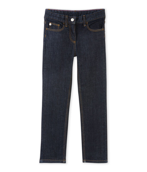 Vaqueros desgastados en denim el&aacute;stico para ni&ntilde;a azul