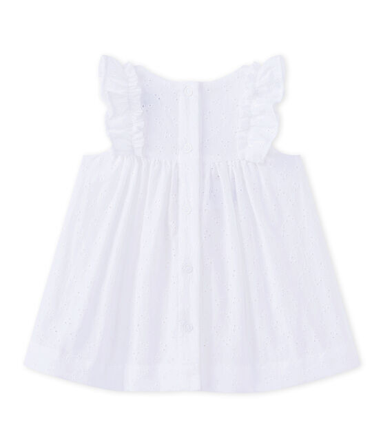 Vestido para bebé niña con bordado inglés blanco ECUME