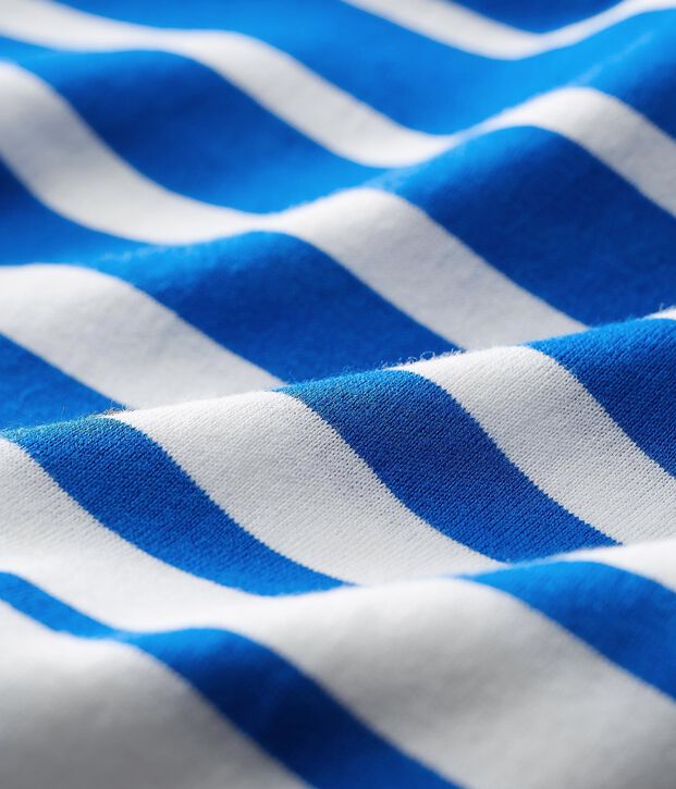 Vestido manga corta de rayas para beb&eacute; ni&ntilde;a azul/blanco