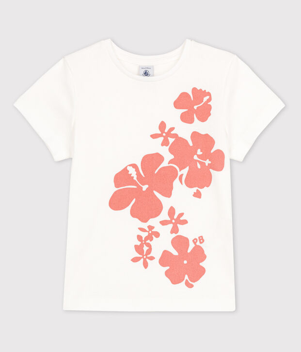 Camiseta de algod&oacute;n de manga corta para ni&ntilde;a blanco