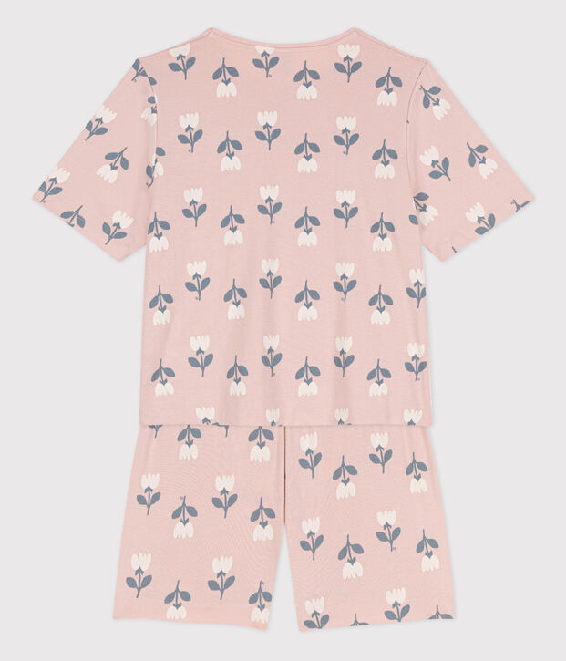 Pijama corto de algod&oacute;n con tulipanes para mujer rosa/multicolor