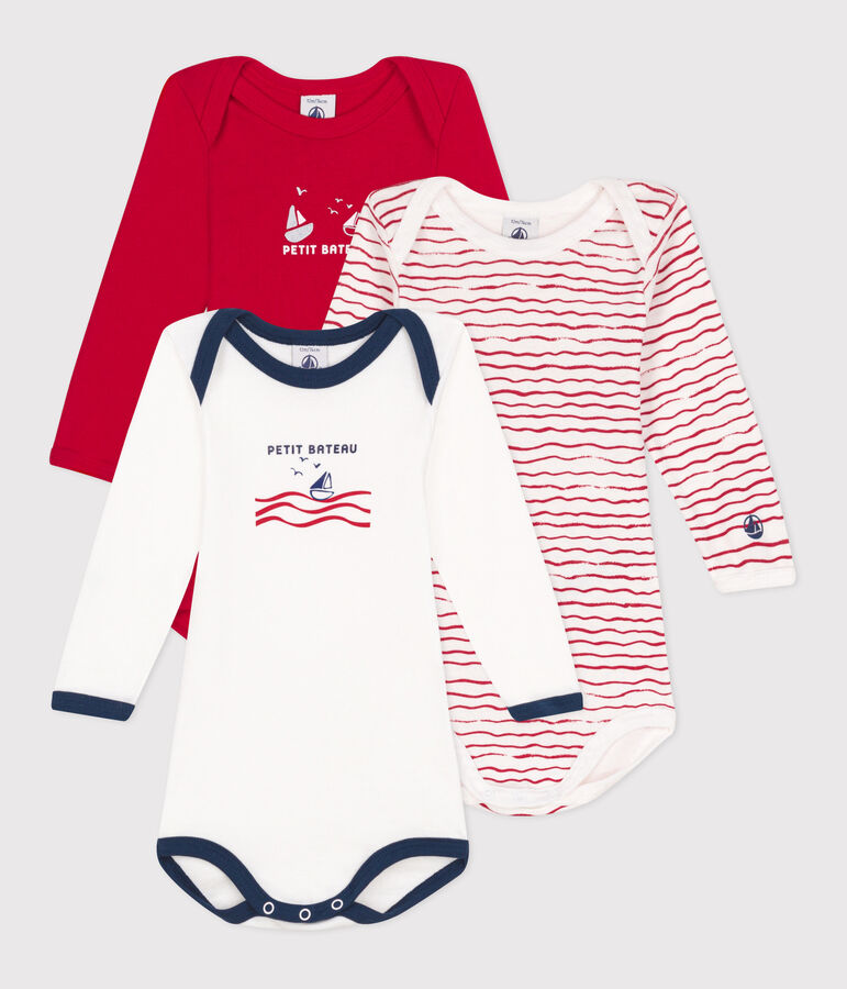 Juego de 3 bodis de algod&oacute;n de manga larga para beb&eacute; multicolor