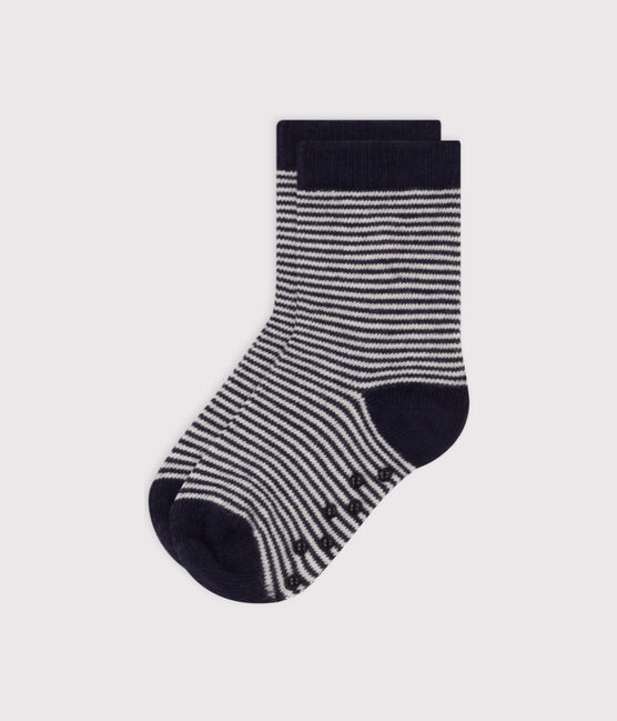 Par de calcetines antideslizantes para bebé azul SMOKING/blanco MARSHMALLOW