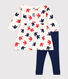 Vestido de algodón de manga larga y leggings con estampado de pájaros para bebé