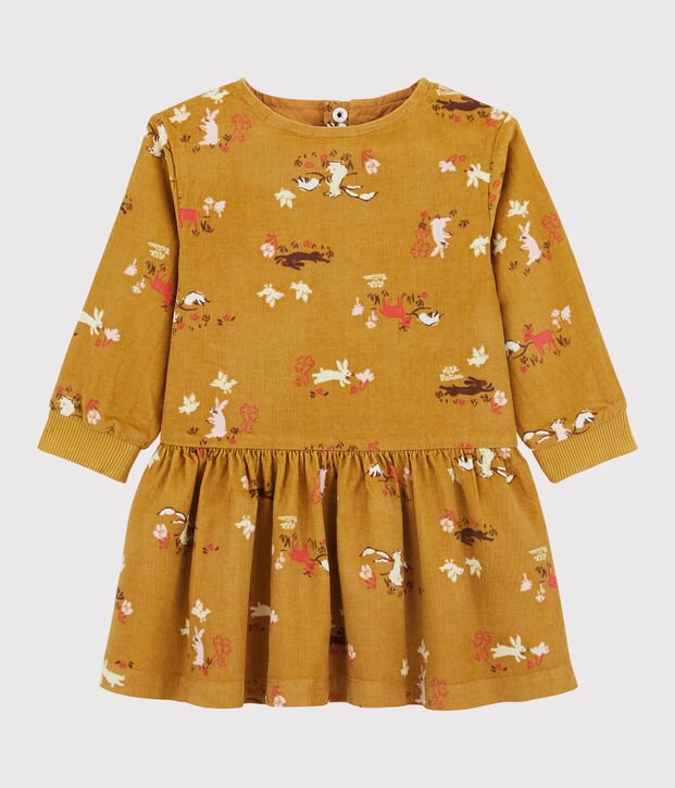 Vestido de micro pana de beb&eacute; amarillo/multicolor
