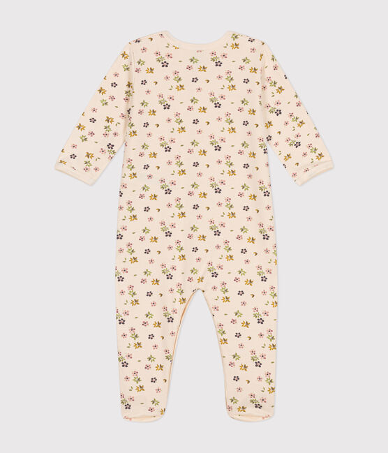 Pijama de felpa cepillada con estampado de flores para bebé blanco AVALANCHE/ MULTICO