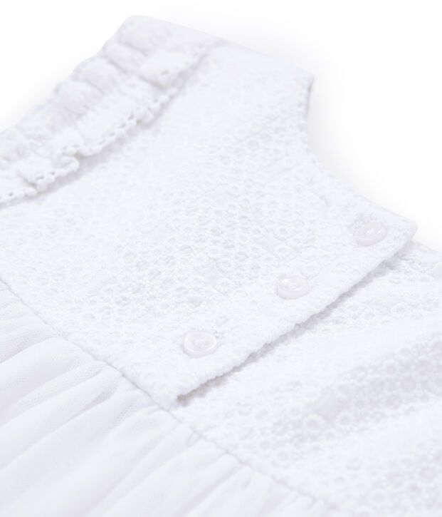 Vestido de ceremonia infantil para ni&ntilde;a blanco/amarillo