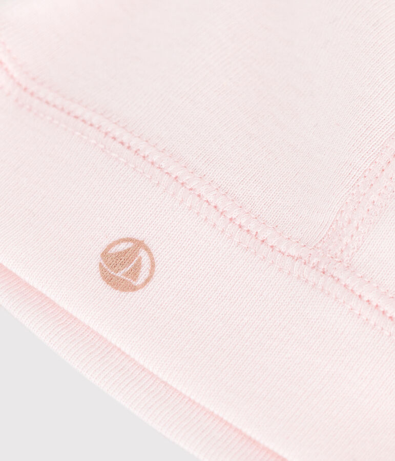 Gorro de algod&oacute;n liso para beb&eacute; rosa