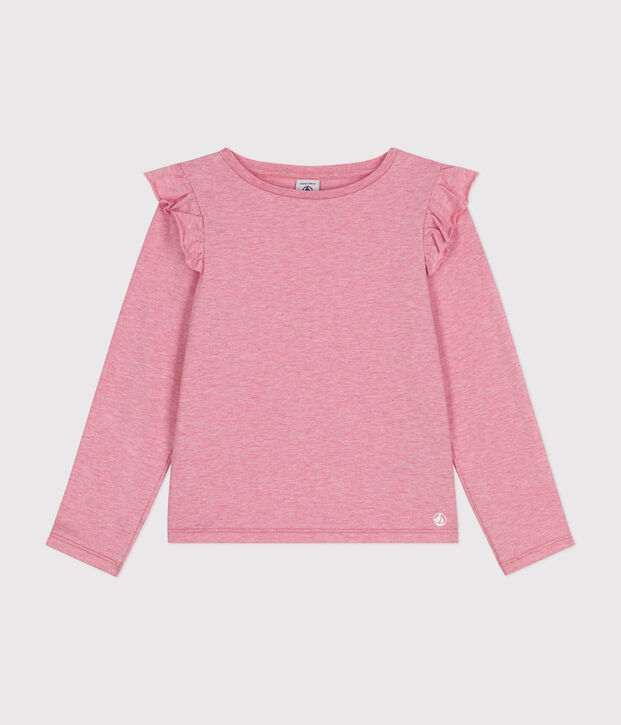 Camiseta de manga larga de punto para ni&ntilde;a rosa