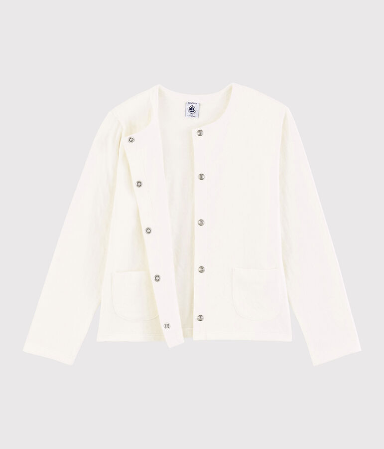 Rebeca de tejido tubular de ni&ntilde;a blanco MARSHMALLOW