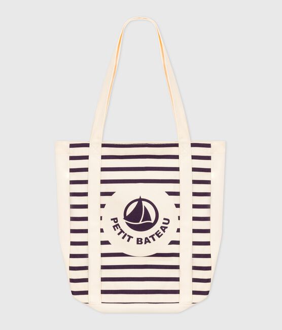 Tote bag de tela a rayas para adulto azul MARSHMALLOW/ SOIR