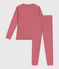Pijama infantil liso de manga larga de algodón rosa ROSEWOOD