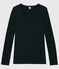 Camiseta de cuello de pico emblemática de algodón de mujer negro NOIR