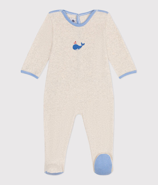 Pijama de terciopelo con abertura trasera para bebé beige MONTELIMAR CHINE