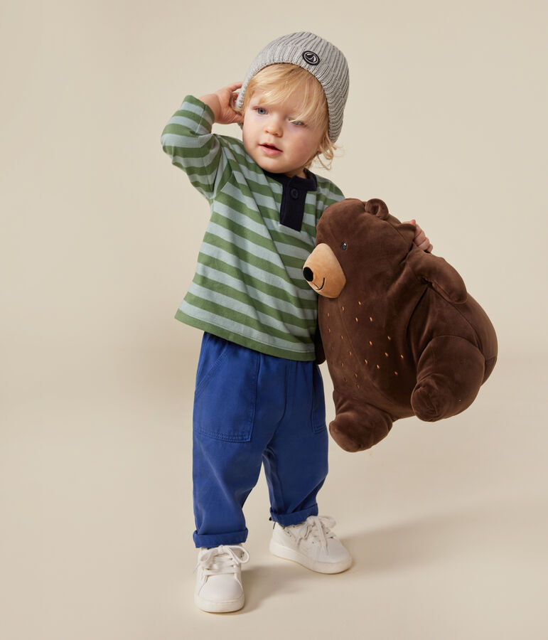 Camiseta de manga larga de punto fino para beb&eacute; verde/verde