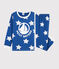 Pijama con estrellas unisex de felpa azul MAJOR/blanco ECUME