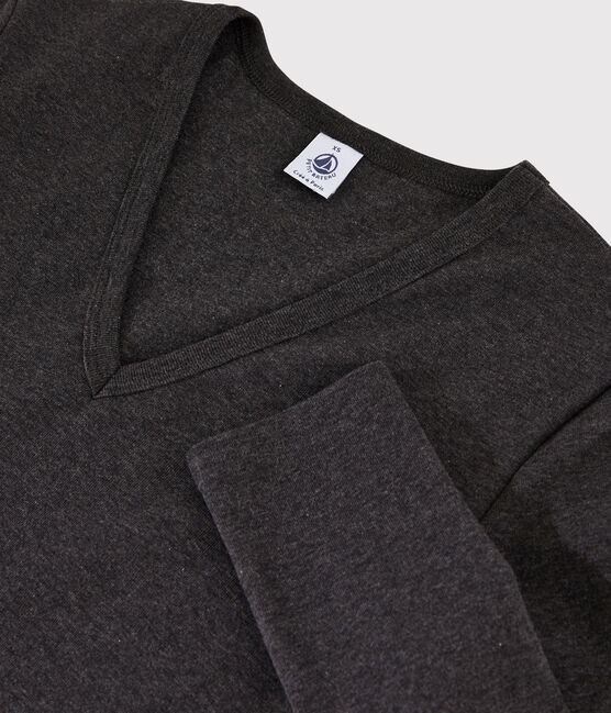 Camiseta icónica con cuello de pico para mujer gris CITY CHINE