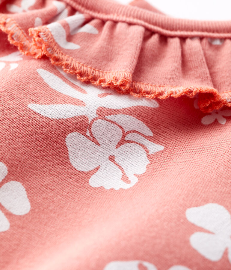 Bodi con estampado hawaiano con cuello isabelino de algod&oacute;n para beb&eacute; rosa PAPAYE/ MARSHMALLOW