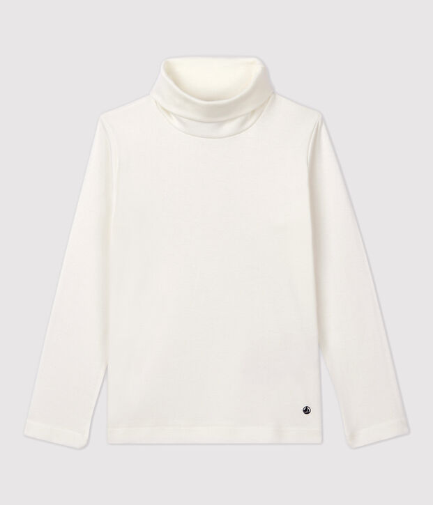 Prenda de cuello de cisne de algod&oacute;n de ni&ntilde;a/ni&ntilde;o blanco