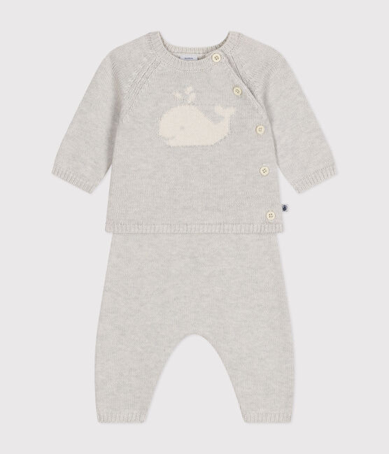 Conjunto de 2 prendas de punto tricotado de lana y algodón para bebé beige MONTELIMAR CHINE