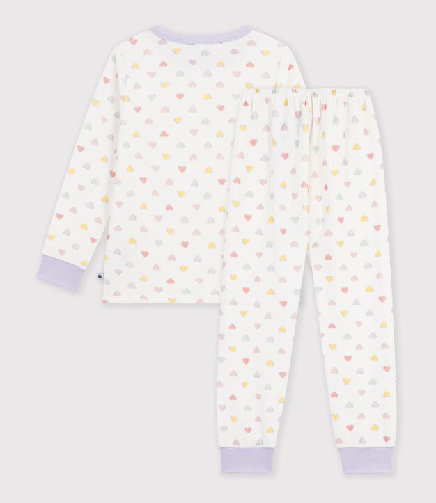 Pijama infantil de terciopelo con corazones blanco/multicolor