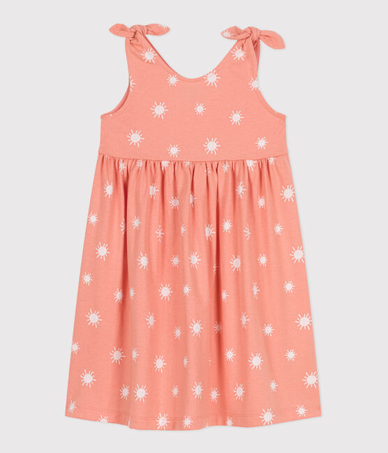 Vestido infantil sin mangas de algodón con estampado naranja ABRICOT/ MARSHMALLOW