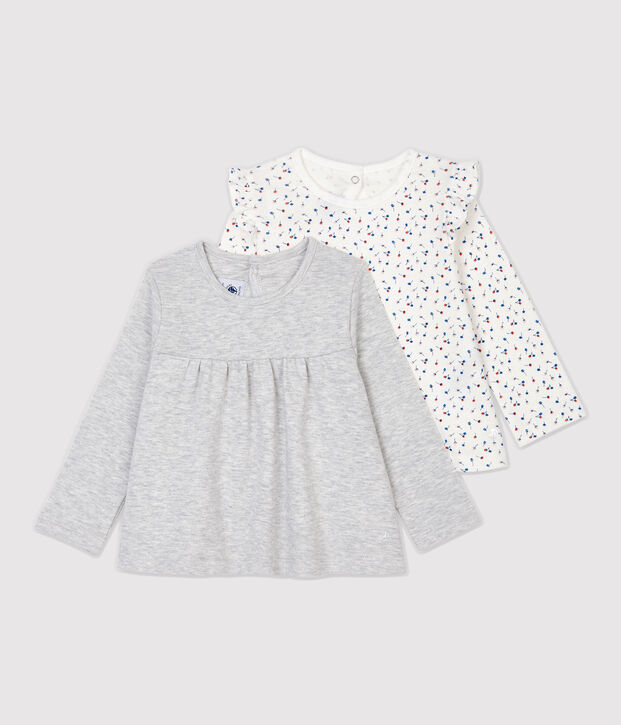 Juego de 2 blusas de algod&oacute;n de beb&eacute;. multicolor