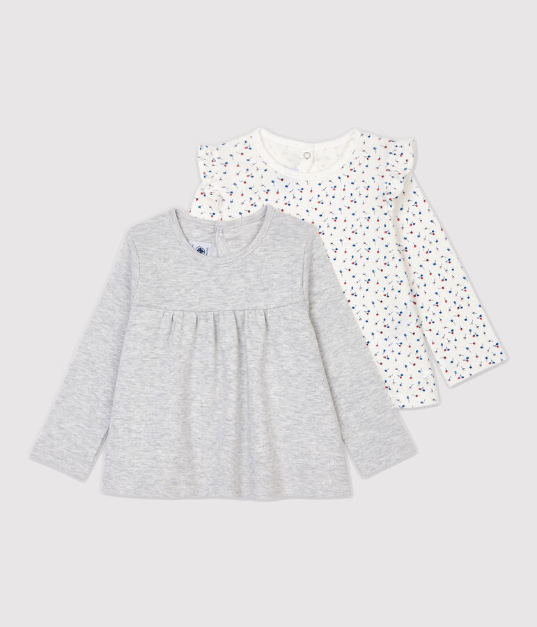 Juego de 2 blusas de algod&oacute;n de beb&eacute;. multicolor