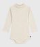 Body de algodón liso con cuello vuelto para bebé beige MONTELIMAR CHINE